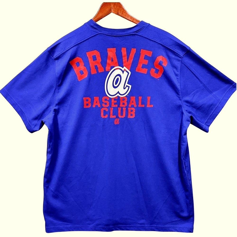 Nike Atlanta Braves Baseball Club T-Shirt Men's XL Blue Red Cooperstown MLB - Picture 2 of 12